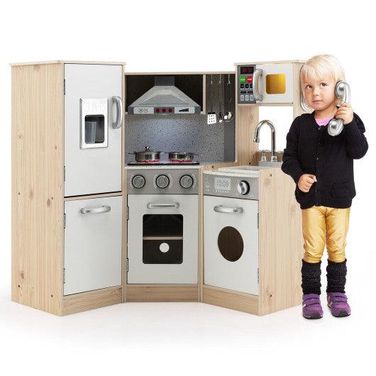 Kids Corner Wooden Kitchen Playset with Cookware Accessories at Set Shop and Smile