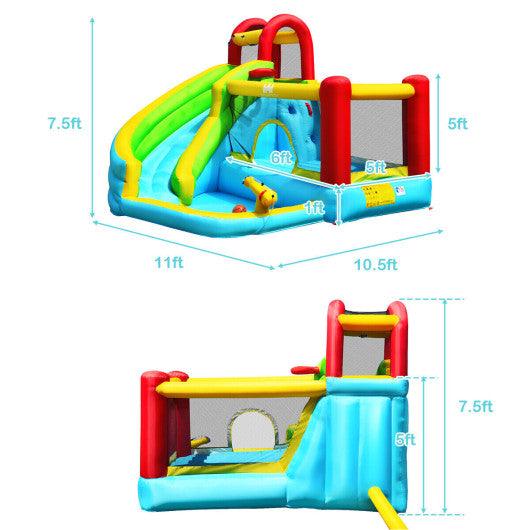 6-in-1 Inflatable Bounce House with Climbing Wall and Basketball Hoop without Blower at Set Shop and Smile