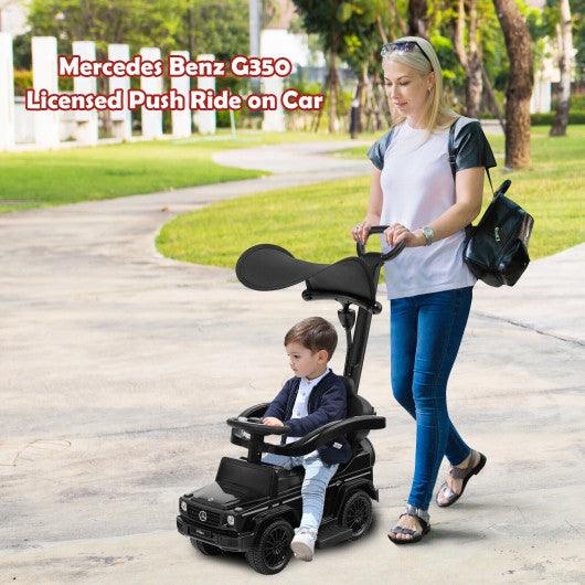 3-In-1 Ride on Push Car Mercedes Benz G350 Stroller Sliding Car with Canopy-Black at Set Shop and Smile