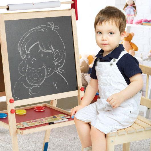 All-in-One Wooden Height Adjustable Kid's Art Easel at Set Shop and Smile
