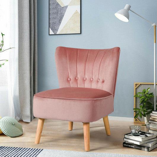 Armless Accent Chair Tufted Velvet Leisure Chair-Pink at Set Shop and Smile