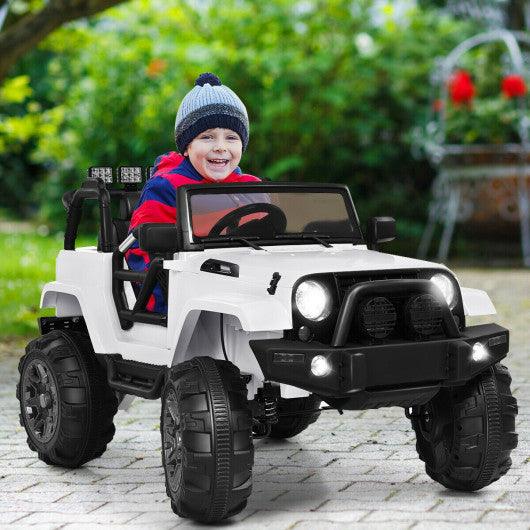 12V Kids Remote Control Riding Truck Car with LED Lights-White at Set Shop and Smile