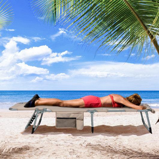 5-position Outdoor Folding Chaise Lounge Chair-Beige at Set Shop and Smile