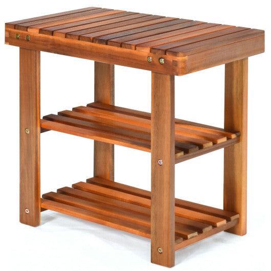 3-Tier Wood Shoe Rack 19' Shoe Bench Boots Organizer at Set Shop and Smile