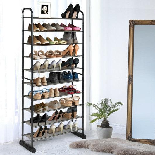 10-Tier Free-Standing Metal Frame Shoe Rack at Set Shop and Smile