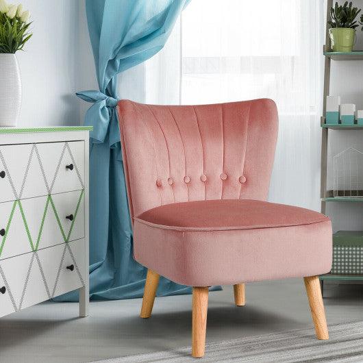 Armless Accent Chair Tufted Velvet Leisure Chair-Pink at Set Shop and Smile
