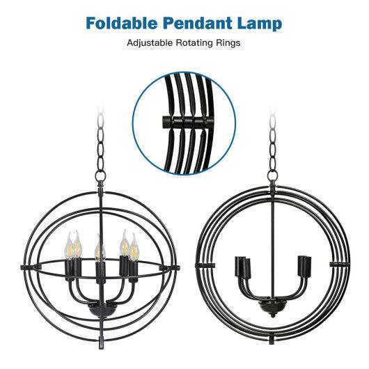20 Inch 5 Lights Metal Chandelier with Pivoting Interlocking Rings at Set Shop and Smile