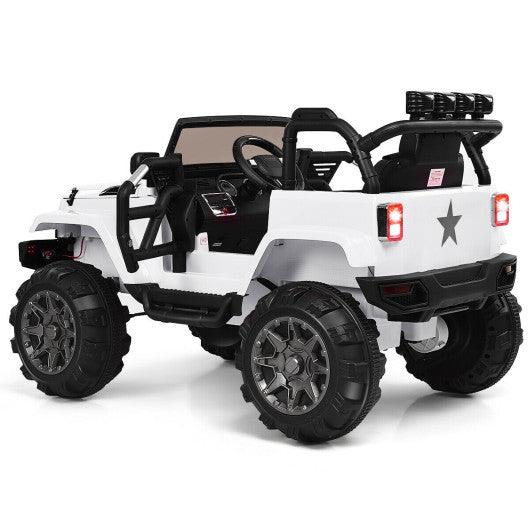 12V Kids Remote Control Riding Truck Car with LED Lights-White at Set Shop and Smile
