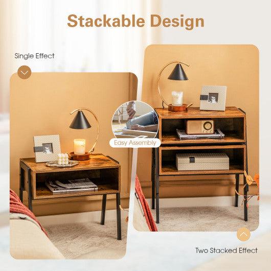 2 Pieces Stackable Night Stand Bedside End Table Set at Set Shop and Smile
