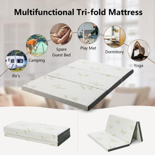 Queen 3 Inch Tri-fold Memory Foam Floor Mattress Topper Portable with Carrying Bag-S at Set Shop and Smile