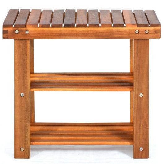 3-Tier Wood Shoe Rack 19' Shoe Bench Boots Organizer at Set Shop and Smile