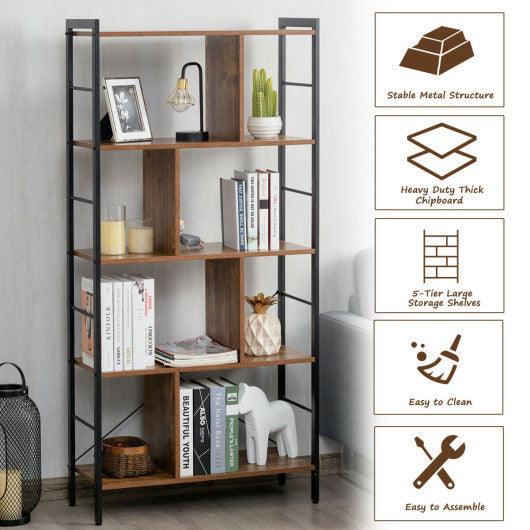 4-Tier Industrial Freestanding Bookshelf with Metal Frame at Set Shop and Smile
