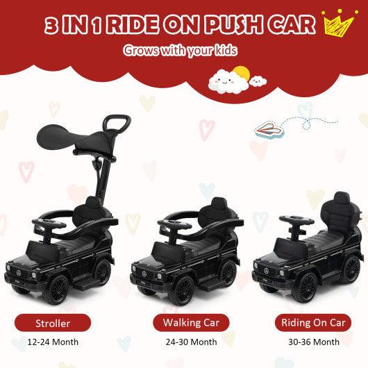 3-In-1 Ride on Push Car Mercedes Benz G350 Stroller Sliding Car with Canopy-Black at Set Shop and Smile