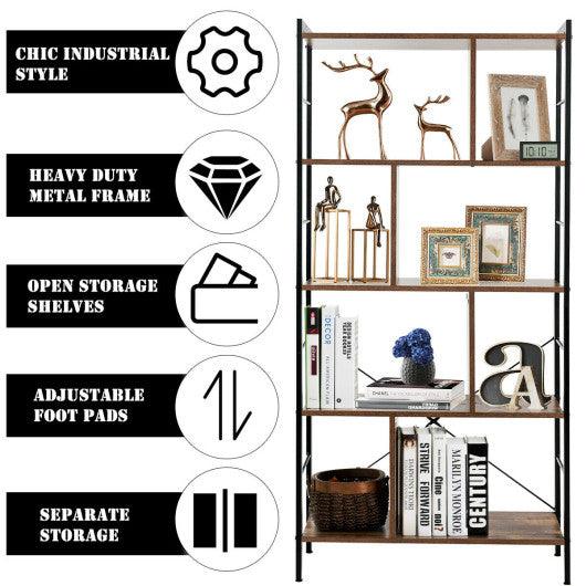 4-Tier Industrial Freestanding Bookshelf with Metal Frame at Set Shop and Smile