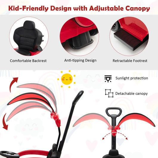 3-In-1 Ride on Push Car Mercedes Benz G350 Stroller Sliding Car with Canopy-Red at Set Shop and Smile