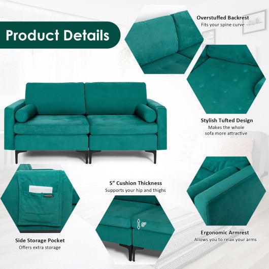 Modular 1/2/3/4-Seat L-Shaped Sectional Sofa Couch with Socket USB Port-2-Seat at Set Shop and Smile