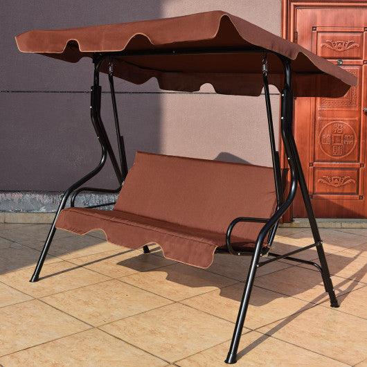 3 Seats Patio Canopy Swing-brown at Set Shop and Smile