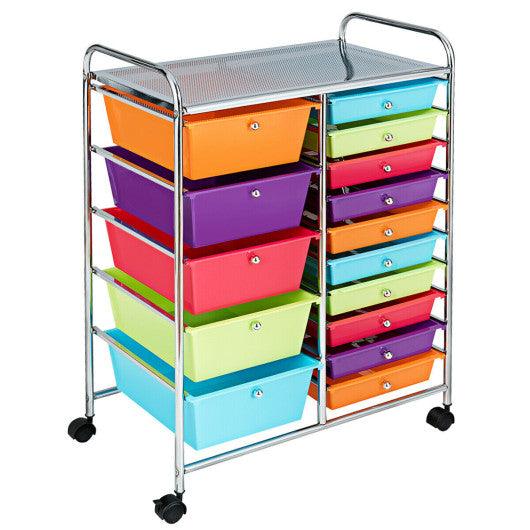 15-Drawer Utility Rolling Organizer Cart Multi-Use Storage-Multicolor at Set Shop and Smile
