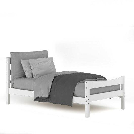 Twin Size Rustic Style Platform Bed Frame with Headboard and Footboard-White at Set Shop and Smile