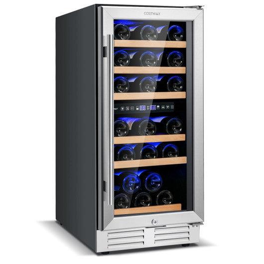 30-Bottle Freestanding Wine Cooler with Temp Memory and Dual Zones -Silver at Set Shop and Smile