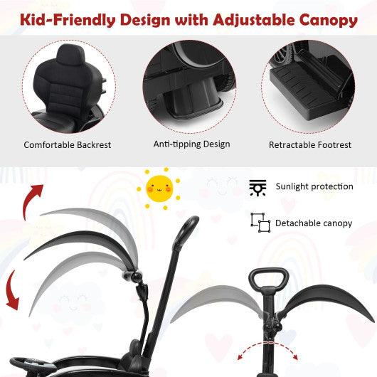 3-In-1 Ride on Push Car Mercedes Benz G350 Stroller Sliding Car with Canopy-Black at Set Shop and Smile