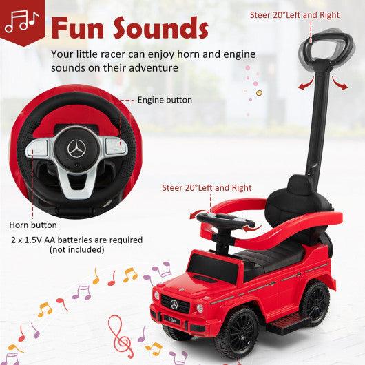 3-In-1 Ride on Push Car Mercedes Benz G350 Stroller Sliding Car with Canopy-Red at Set Shop and Smile
