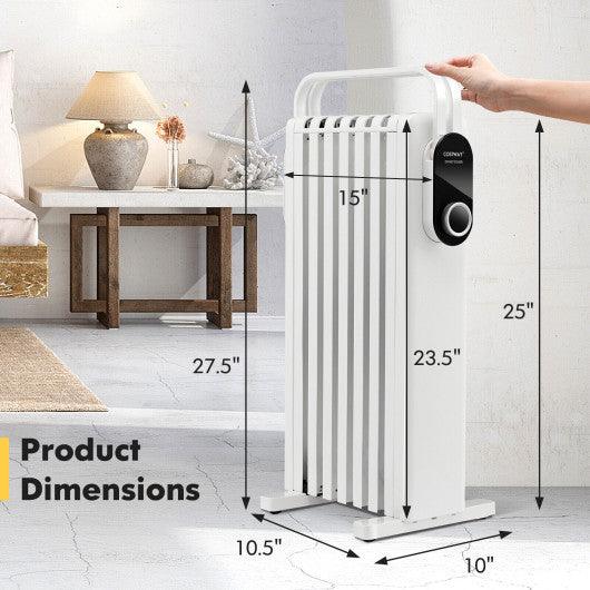 1500W Electric Space Heater Oil Filled Radiator Heater with Foldable Rack-White at Set Shop and Smile