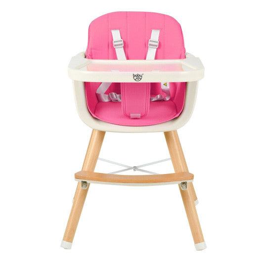 3-in-1 Convertible Wooden High Chair with Cushion-Pink at Set Shop and Smile