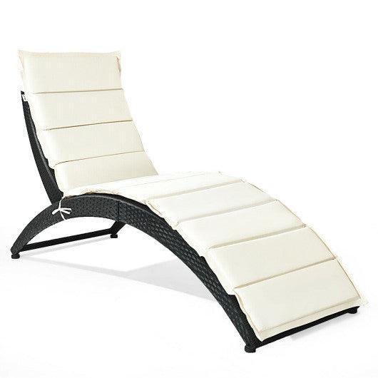 Folding Patio Rattan Lounge Cushioned Portable Chair at Set Shop and Smile