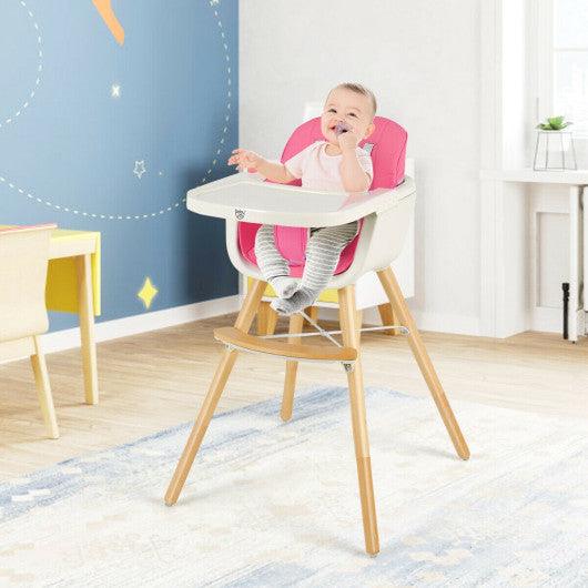 3-in-1 Convertible Wooden High Chair with Cushion-Pink at Set Shop and Smile