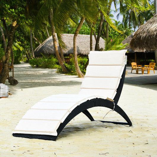 Folding Patio Rattan Lounge Cushioned Portable Chair at Set Shop and Smile