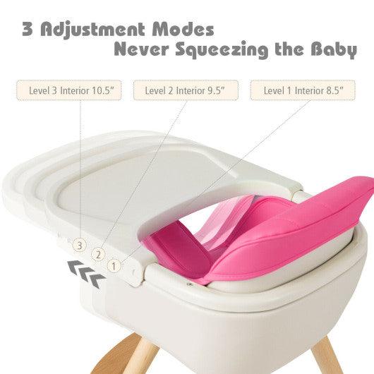 3-in-1 Convertible Wooden High Chair with Cushion-Pink at Set Shop and Smile