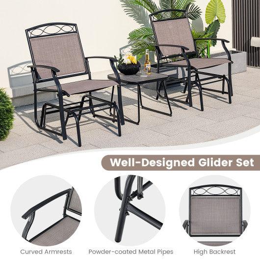Set of 2 Outdoor Metal Glider Armchairs with Weather-resistant Fabric at Set Shop and Smile