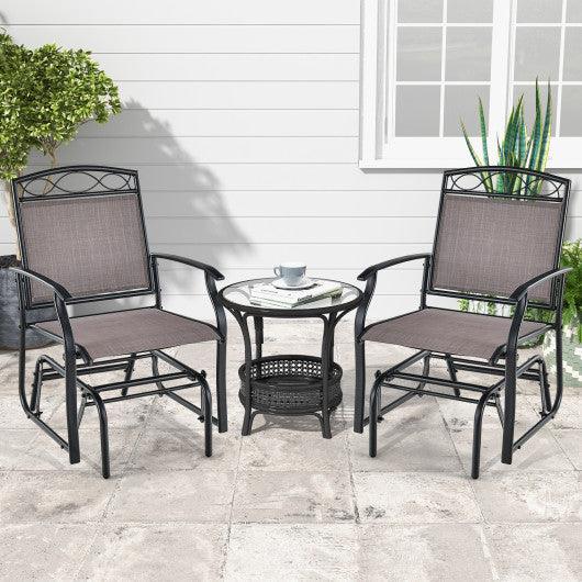 Set of 2 Outdoor Metal Glider Armchairs with Weather-resistant Fabric at Set Shop and Smile