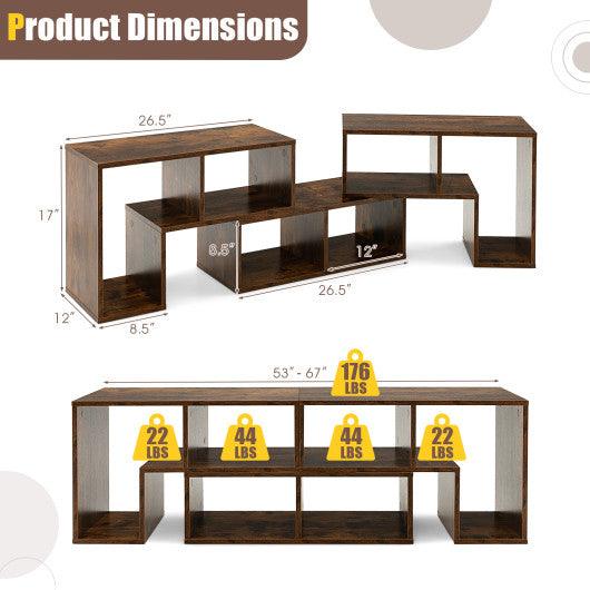 3 Pieces Console TV Stand for TVs up to 65 Inch with Shelves-Brown at Set Shop and Smile