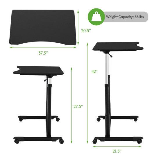 Height Adjustable Computer Desk Sit to Stand Rolling Notebook Table -Black at Set Shop and Smile