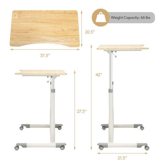 Height Adjustable Computer Desk Sit to Stand Rolling Notebook Table -Natural at Set Shop and Smile