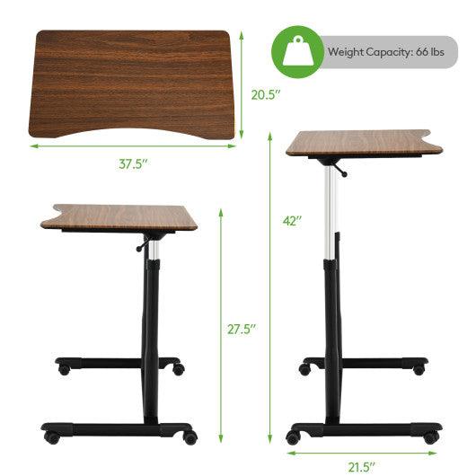 Height Adjustable Computer Desk Sit to Stand Rolling Notebook Table-Brown at Set Shop and Smile