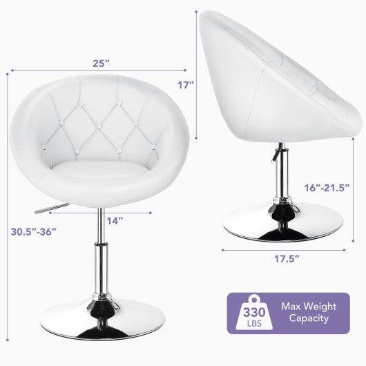 1 Piece Adjustable Modern Swivel Round Tufted-White at Set Shop and Smile