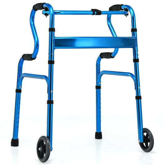 Aluminum Heavy-Duty Folding Wheeled Stand-Assist Walker-Blue at Set Shop and Smile