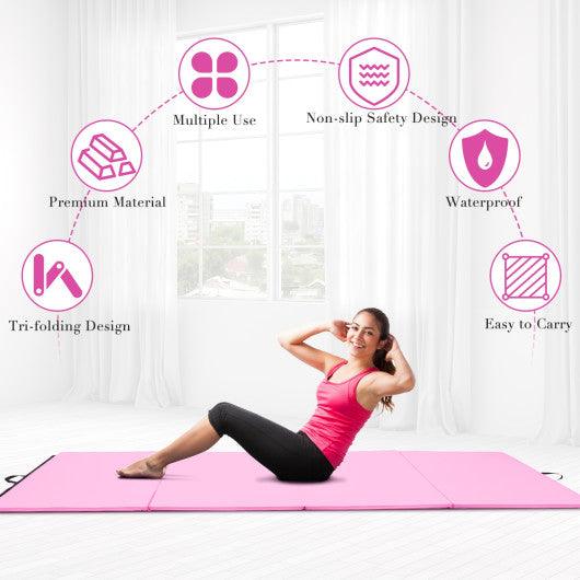 4' x 8' x 2 Inch Gymnastics Mat Thick Folding Panel Aerobics Exercise Mat-Pink at Set Shop and Smile