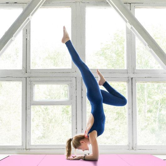 4' x 8' x 2 Inch Gymnastics Mat Thick Folding Panel Aerobics Exercise Mat-Pink at Set Shop and Smile