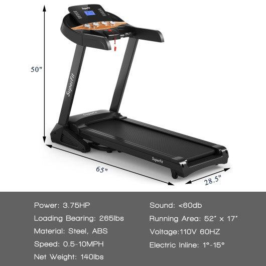 3.75HP Electric Folding Treadmill with Auto Incline 12 Program APP Control at Set Shop and Smile