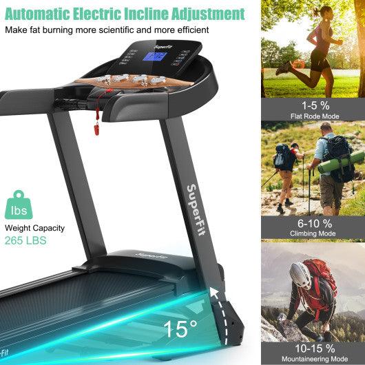 3.75HP Electric Folding Treadmill with Auto Incline 12 Program APP Control at Set Shop and Smile