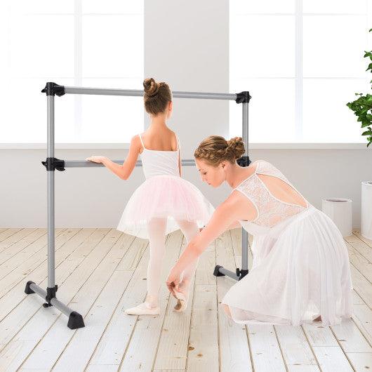 4 Feet Double Ballet Barre Bar with Adjustable Height-Silver at Set Shop and Smile