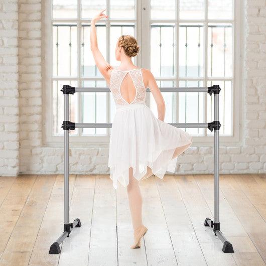 4 Feet Double Ballet Barre Bar with Adjustable Height-Silver at Set Shop and Smile