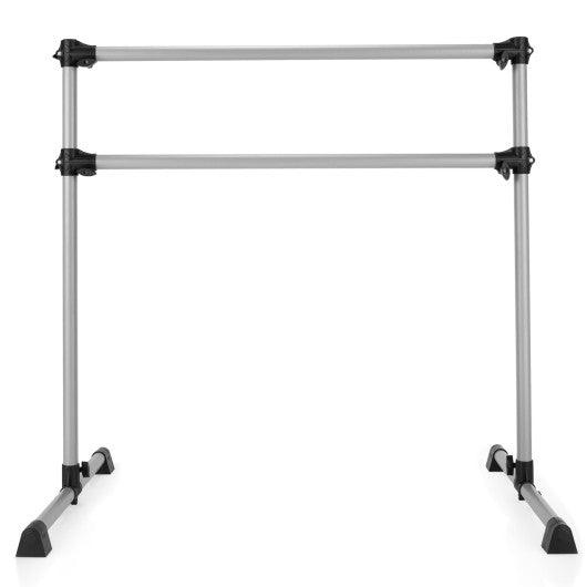 4 Feet Double Ballet Barre Bar with Adjustable Height-Silver at Set Shop and Smile