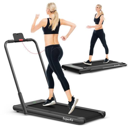 2-in-1 Folding Treadmill with Remote Control and LED Display-Black at Set Shop and Smile