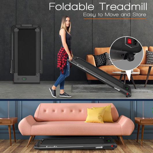 2-in-1 Folding Treadmill with Remote Control and LED Display-Black at Set Shop and Smile