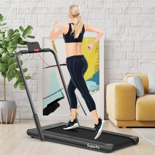 2-in-1 Folding Treadmill with Remote Control and LED Display-Black at Set Shop and Smile